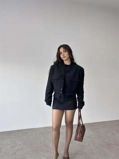 Orj. Cep Detaylı Zr Bomber Ceket Siyah