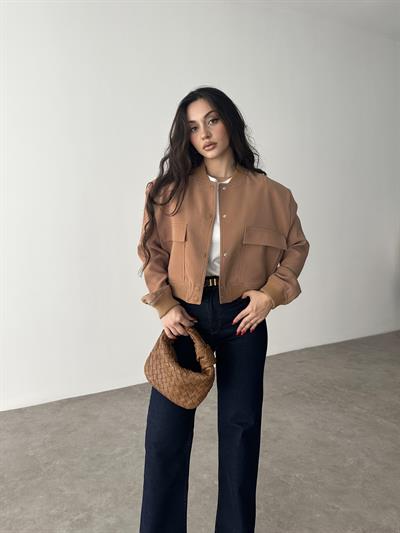 Orj. Cep Detaylı Zr. Bomber Ceket Camel