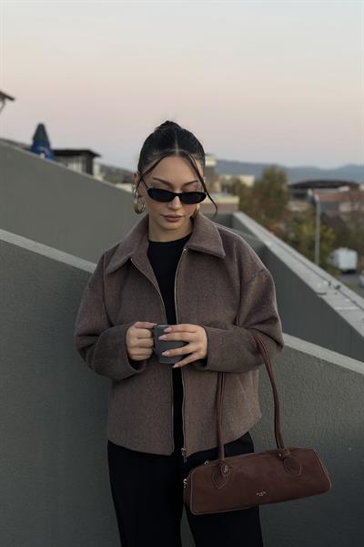 ZR Orj. Kalın Kaşe Dokulu Koyu Kahve Ceket