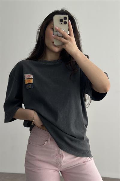 Zr Orj. Asit Yıkama Etiket Detaylı T-shirt