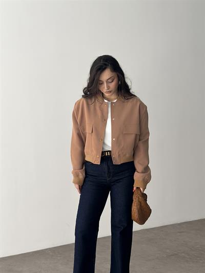 Orj. Cep Detaylı Zr. Bomber Ceket Camel