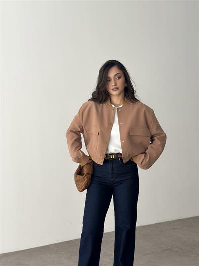 Orj. Cep Detaylı Zr. Bomber Ceket Camel