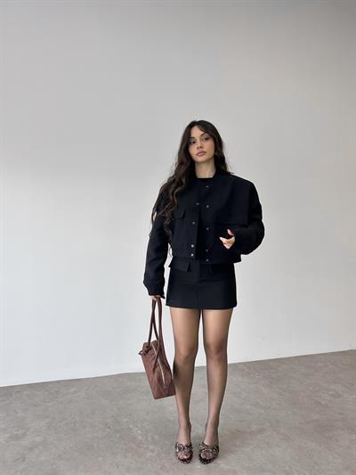 Orj. Cep Detaylı Zr Bomber Ceket Siyah