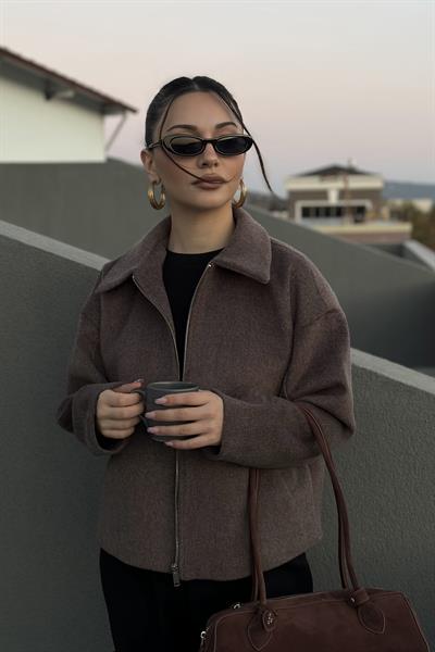 ZR Orj. Kalın Kaşe Dokulu Koyu Kahve Ceket