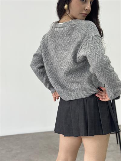 ZR Orj. Gri Desenli Hırka