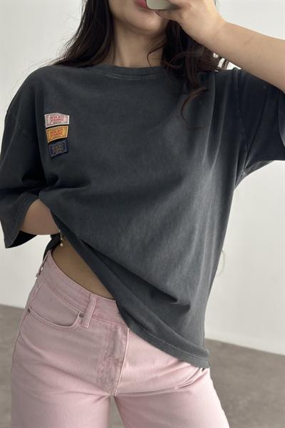 Zr Orj. Asit Yıkama Etiket Detaylı T-shirt