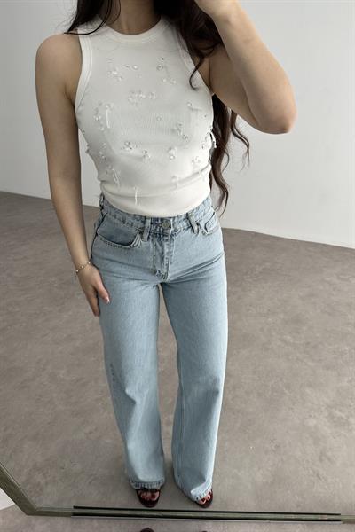 Zr Straightfit Dikişli Paça Ice Blue Jean