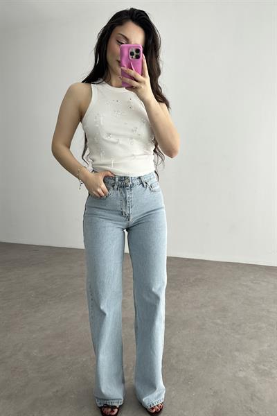 Zr Straightfit Dikişli Paça Ice Blue Jean