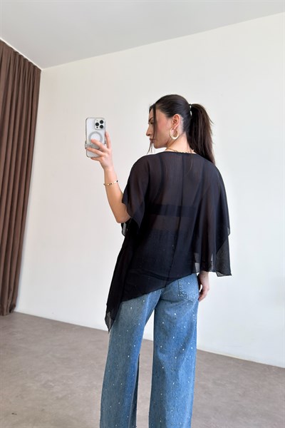 ZRA Asimetrik Siyah Bluz
