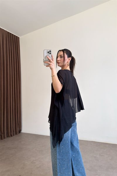 ZRA Asimetrik Siyah Bluz