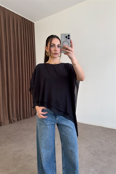 ZRA Asimetrik Siyah Bluz