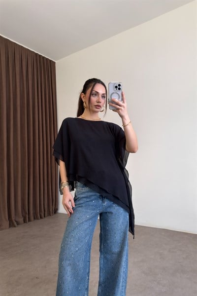 ZRA Asimetrik Siyah Bluz