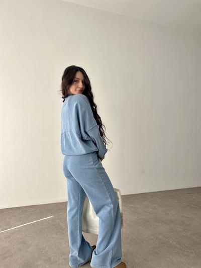 ZRA Asit Yıkama Mavi Gri Eşofman Takımı