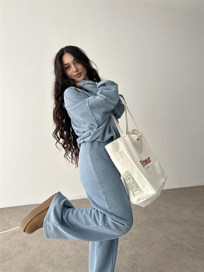 ZRA Asit Yıkama Mavi Gri Eşofman Takımı