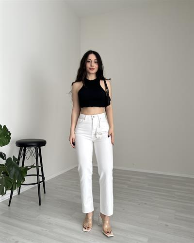 ZRA Beyaz Boyfit Jean