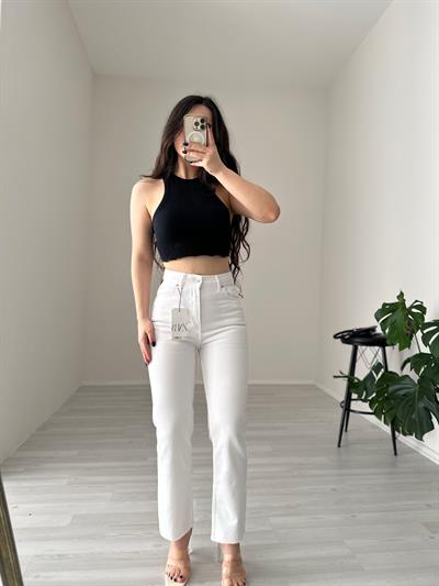 ZRA Beyaz Boyfit Jean