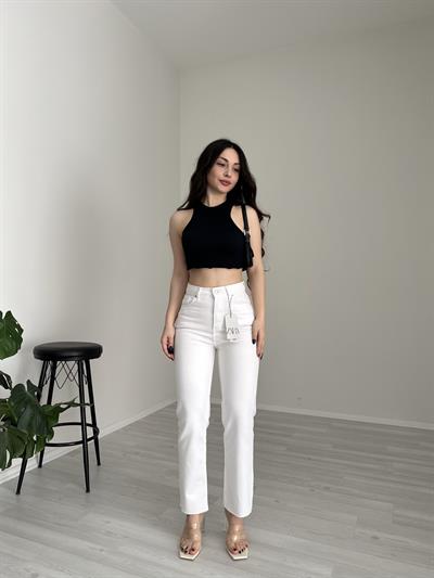 ZRA Beyaz Boyfit Jean