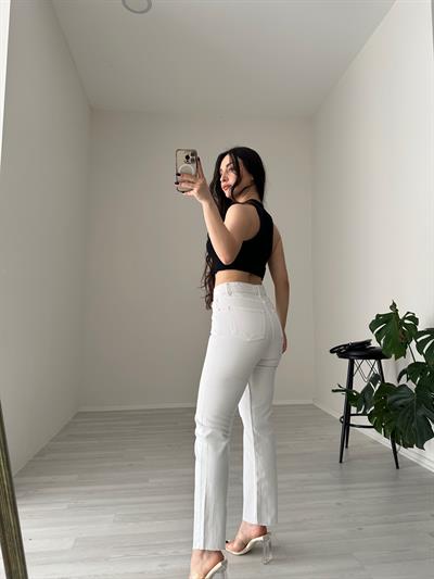 ZRA Beyaz Boyfit Jean