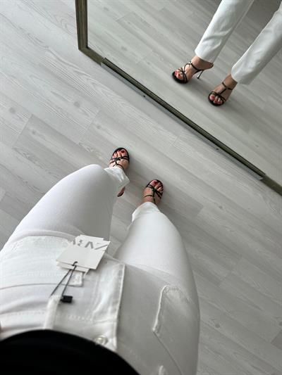 ZRA Bilek Flare Cep Detaylı Jean (Beyaz)