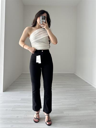 Zra Bilek Flare Cep Detaylı Jean (Siyah)