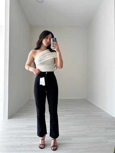 Zra Bilek Flare Cep Detaylı Jean (Siyah)
