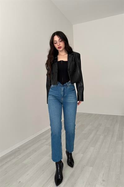 ZRA Boyfit Yüksek Belli Mid Blue Jean