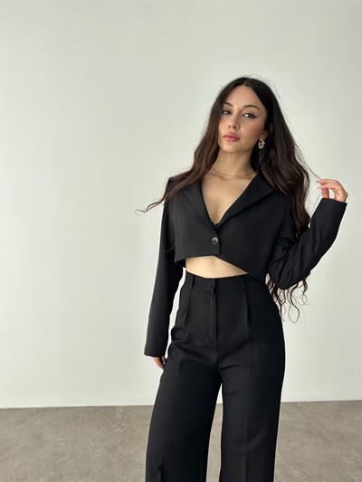 Zra Crop Siyah Blazer Ceket
