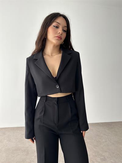 Zra Crop Siyah Blazer Ceket