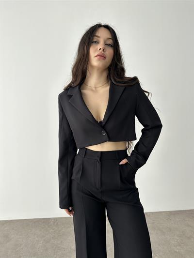 Zra Crop Siyah Blazer Ceket