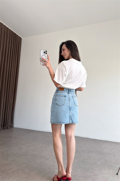 Zra Denim Light Blue Kısa Etek
