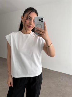 Zra Dik Kollu Basic T-shirt Beyaz