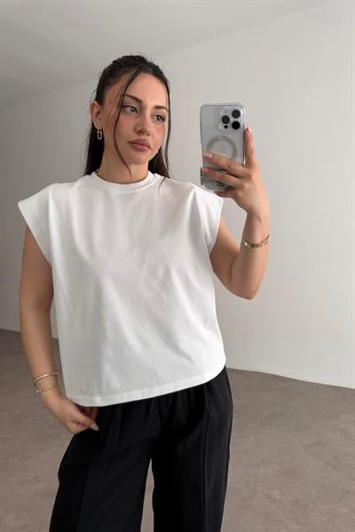 Zra Dik Kollu Basic T-shirt Beyaz