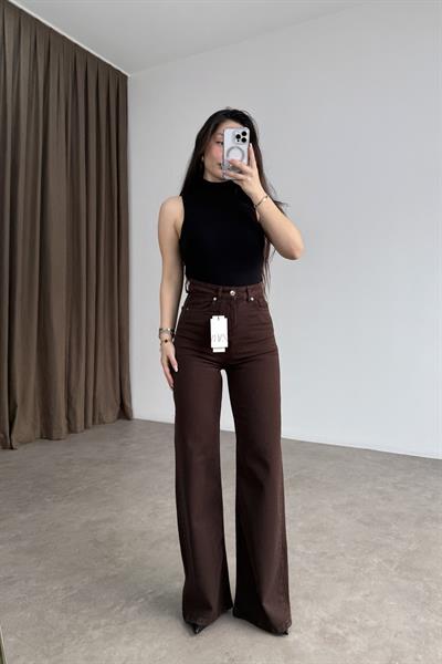 ZRA Dikişli Paça Straightleg Acı Kahve Jean 
