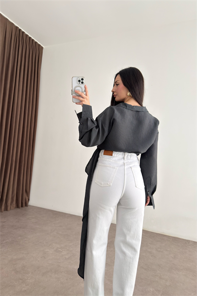 ZRA Dikişli Paça Straightleg Beyaz Jean 