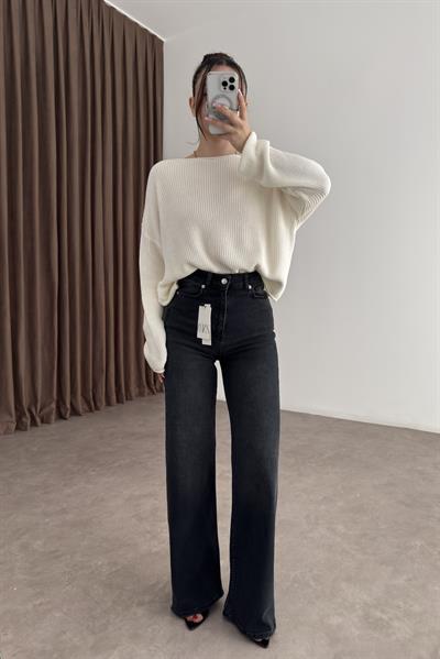 ZRA Dikişli Paça Straightleg Füme Jean 