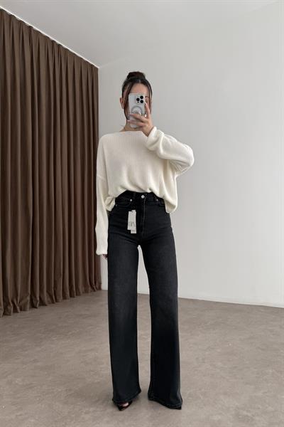 ZRA Dikişli Paça Straightleg Füme Jean 