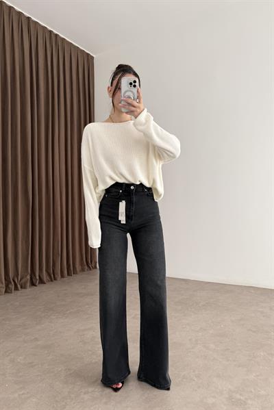 ZRA Dikişli Paça Straightleg Füme Jean 