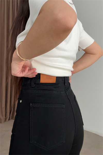 ZRA Dikişli Paça Straightleg Siyah Jean 