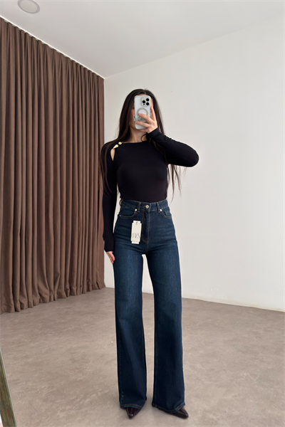 ZRA Dikişli Paça Straightleg Vintage Blue Jean 