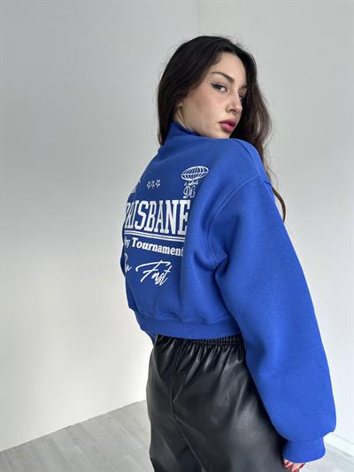 Fermuarlı Yakalı Mavi  Zr. Sweatshirt