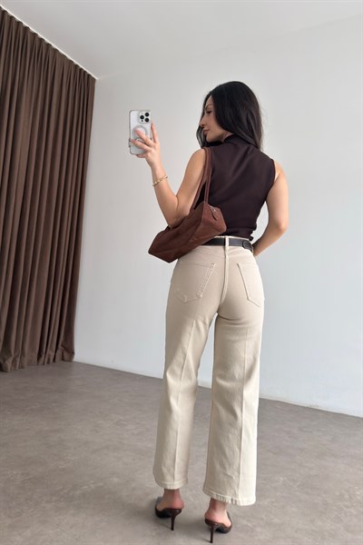 ZRA Kemerli Bilek Boy Bej Jean