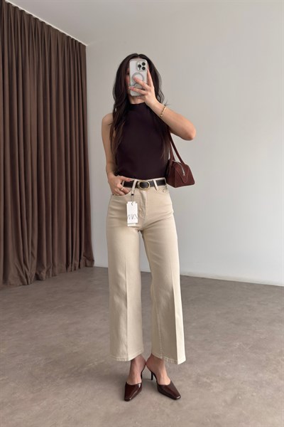 ZRA Kemerli Bilek Boy Bej Jean