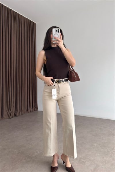 ZRA Kemerli Bilek Boy Bej Jean