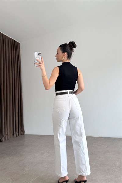 ZRA Kemerli Bilek Boy Beyaz Jean