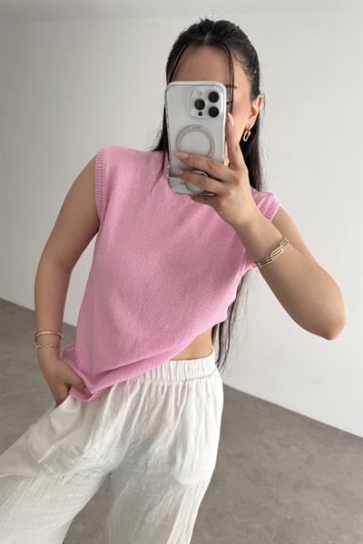 Zra Model Kolsuz Triko Bluz Pink 
