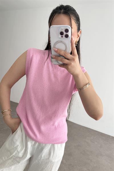 Zra Model Kolsuz Triko Bluz Pink 