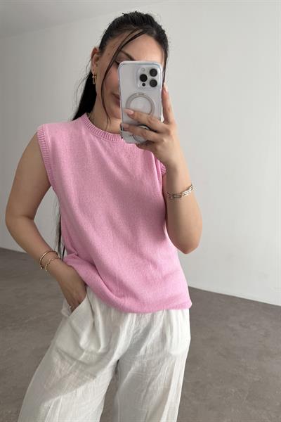 Zra Model Kolsuz Triko Bluz Pink 