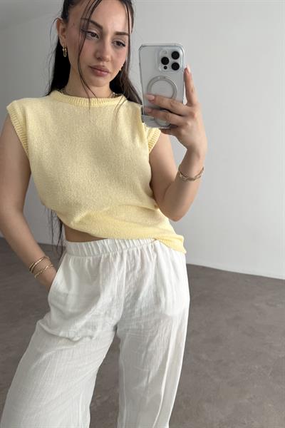 Zra Model Kolsuz Triko Bluz Yellow