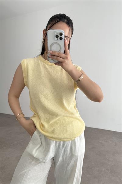 Zra Model Kolsuz Triko Bluz Yellow