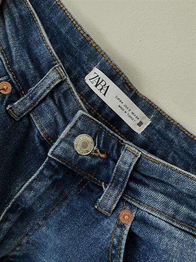 ZRA Likralı Mom Jean (Dark Blue)